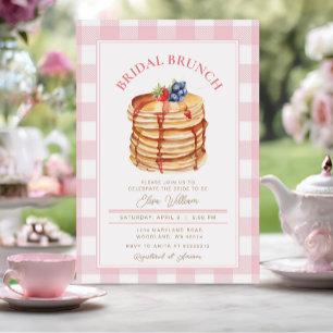 Pink Fruit Pancake Bridal Shower Brunch  Invitation