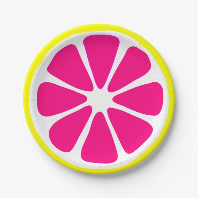 Pink fruit slice texture paper plate (Front)