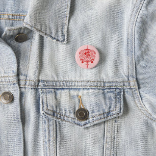 Pink Fu Fortune Tiger Year Chinese Lunar New Year 3 Cm Round Badge
