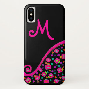 PINK FUCHSIA BLACK ABSTRACT DECO MONOGRAM Case-Mate iPhone CASE