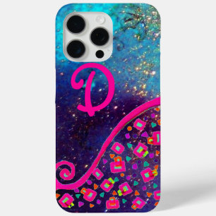 PINK FUCHSIA BLUE ABSTRACT DECO MONOGRAM iPhone 15 PRO MAX CASE