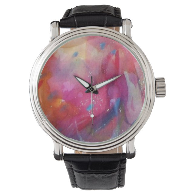 PINK FUCHSIA BLUE ABSTRACT WATCH (Front)