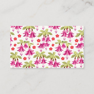 Pink Fuchsia Floral Pattern – Retro Botanical Business Card