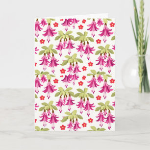 Pink Fuchsia Floral Pattern – Retro Botanical Card