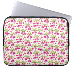 Pink Fuchsia Floral Pattern – Retro Botanical Laptop Sleeve