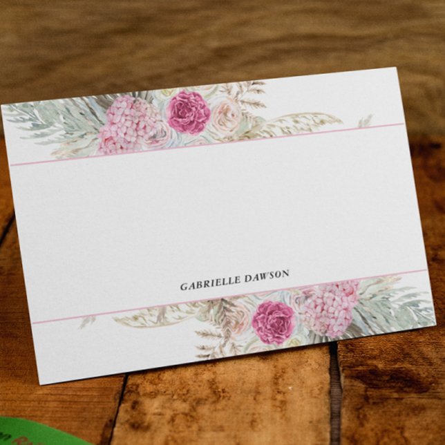 Pink Fuchsia Floral Personalised Note Cards (Creator Uploaded)