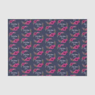 Pink Fuchsia Floral Poppies Wreath Best Mum Ever Tissue Paper