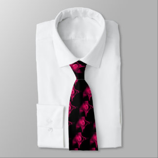 PINK FUCHSIA FRACTAL ROSE IN BLACK Pattern Tie