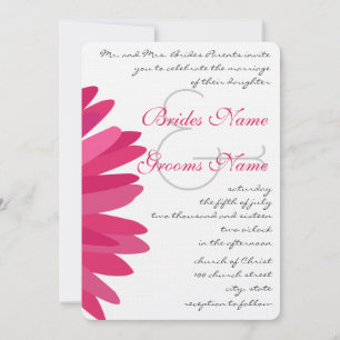 Pink Fuchsia Gerber Daisy Wedding Invitation