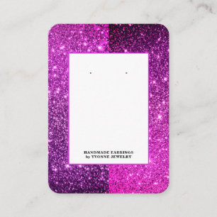 Pink Fuchsia Glitter Earring Jewellery Holder Card