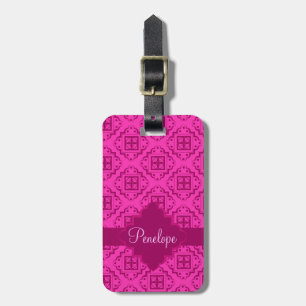 Pink Fuchsia& Magenta Arabesque Moroccan Graphic Luggage Tag