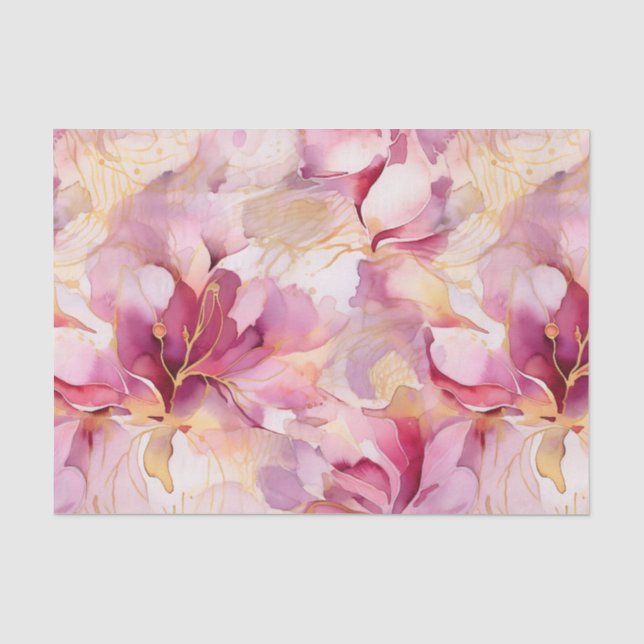 Pink Fuchsia Modern Abstract Lilies Tissue Paper (Front)