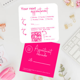 Pink fuchsia Modern Beauty Salon QR code Appointment Card