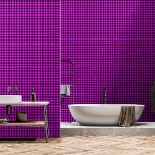Pink Fuchsia One Inch Wide Buffalo Plaid Wallpaper