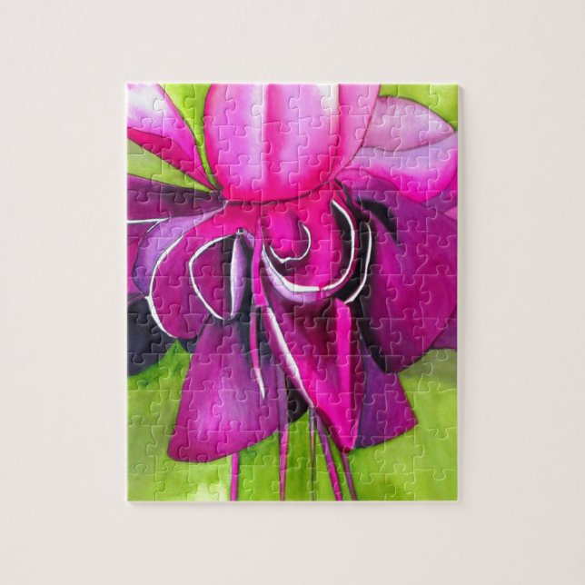 Pink Fuchsia pop art watercolour flower Jigsaw Puzzle (Vertical)