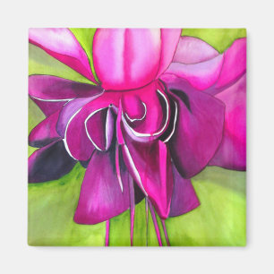 Pink Fuchsia pop art watercolour flower Magnet