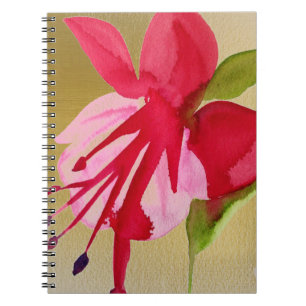 Pink Fuchsia pop art watercolour flower Notebook
