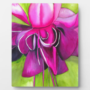 Pink Fuchsia pop art watercolour flower Plaque