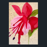 Pink Fuchsia pop art watercolour flower Poster<br><div class="desc">From an original watercolour painting of a bright pink fuchsia flower in vivid pop art style against a grainy background. This design is arty and bright and would bring a pop of pop art colour to any room or environment</div>