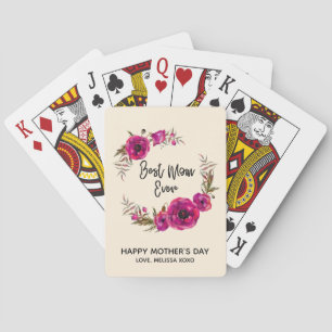 Pink Fuchsia Poppies Best Mum Ever - Mother's Day Playing Cards