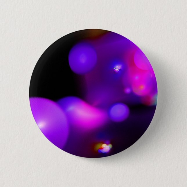 PINK FUCHSIA PURPLE BLACK FRACTAL BUBBLES 6 CM ROUND BADGE (Front)