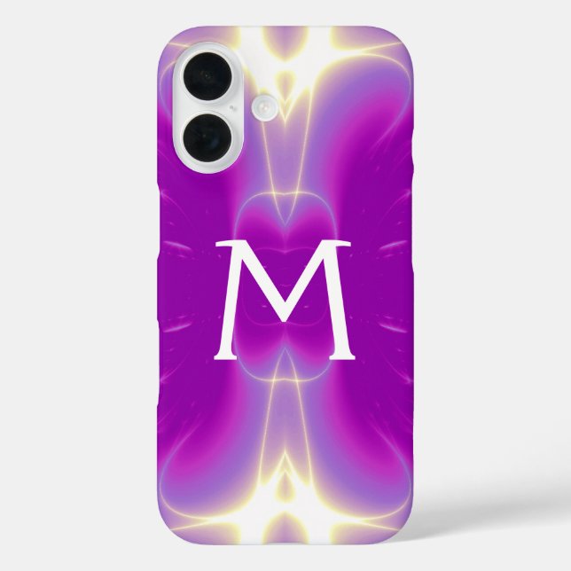 PINK FUCHSIA PURPLE FRACTAL LIGHT WAVES MONOGRAM Case-Mate iPhone CASE (Back)