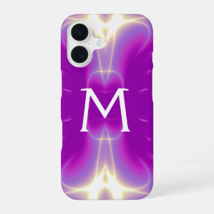 PINK FUCHSIA PURPLE FRACTAL LIGHT WAVES MONOGRAM iPhone 16 CASE