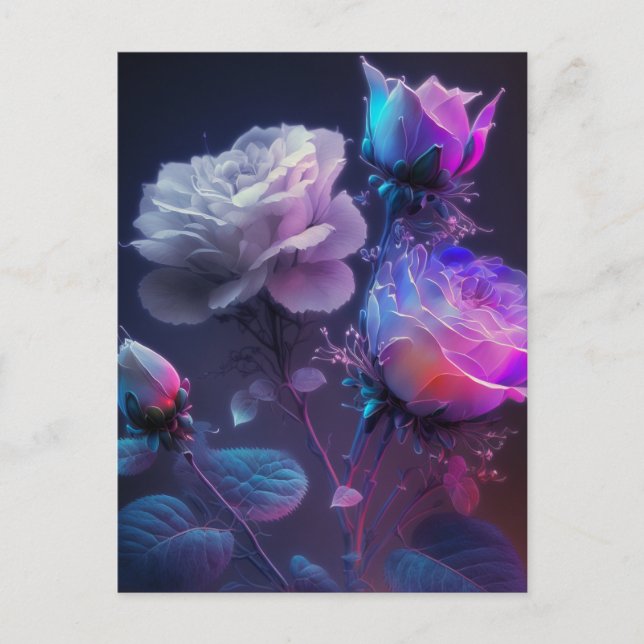 Pink Fuchsia Soft Focus Light Spectrum Roses Postcard (Front)
