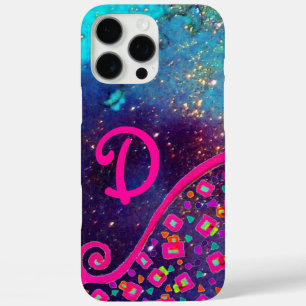 PINK FUCHSIA TURQUOISE BLUE ABSTRACT DECO MONOGRAM iPhone 16 PRO MAX CASE