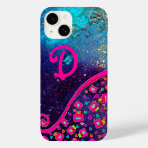 PINK FUCHSIA TURQUOISE BLUE ABSTRACT DECO MONOGRAM Case-Mate iPhone 14 CASE