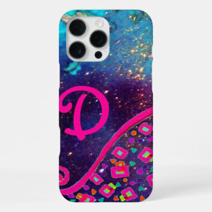 PINK FUCHSIA TURQUOISE BLUE ABSTRACT DECO MONOGRAM iPhone 16 PRO MAX CASE