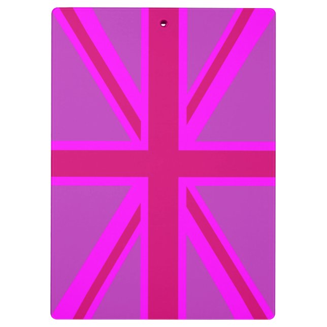 Pink Fuchsia Union Jack Flag Design Clipboard (Back)