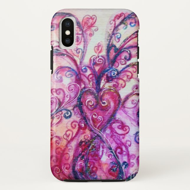 PINK FUCHSIA WHIMSICAL FLOURISHES WITH HEART Case-Mate iPhone CASE (Back)