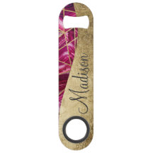 Pink Fuchsia White Agate Gold Geometric Monogram