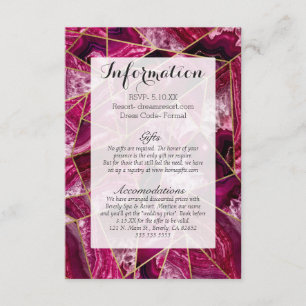 Pink Fuchsia White Agate Gold Geometric Triangles Enclosure Card