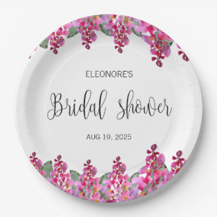Pink Fuchsia Wisteria Bridal Shower  Paper Plate