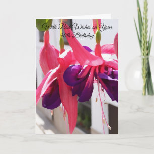 Pink Fuchsias Floral Personalised 90th Birthday Card