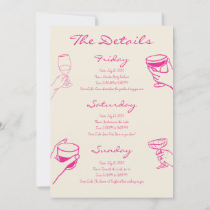Pink Fun Beach Bachelorette Weekend Invitation