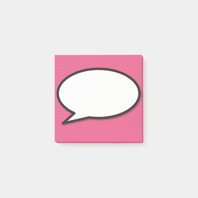 Pink Fun Comic Book Speech Bubble Modern Post-it Notes (Front)