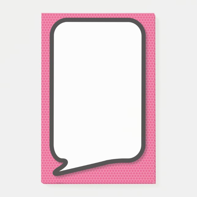 Pink Fun Comic Book Speech Bubble Post-it Notes (Front)