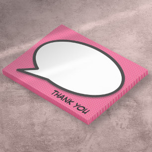 Pink Fun Comic Book Speech Bubble Thank You Post-it Notes