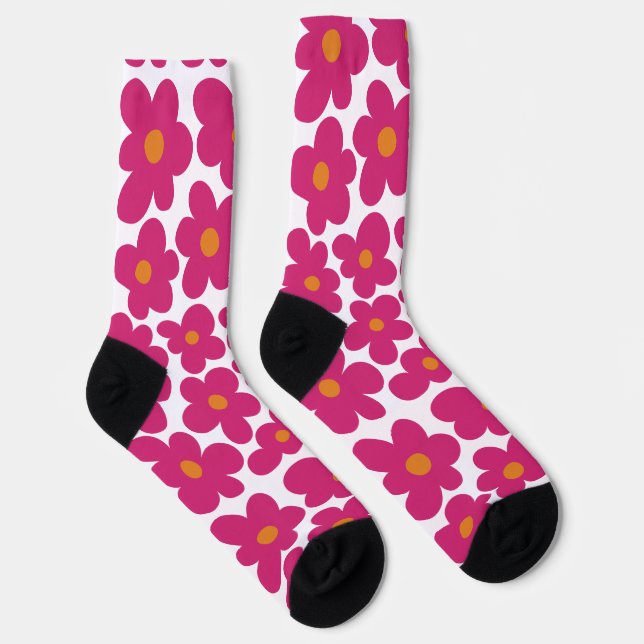 Pink Fun Floral Pattern Socks (Right)