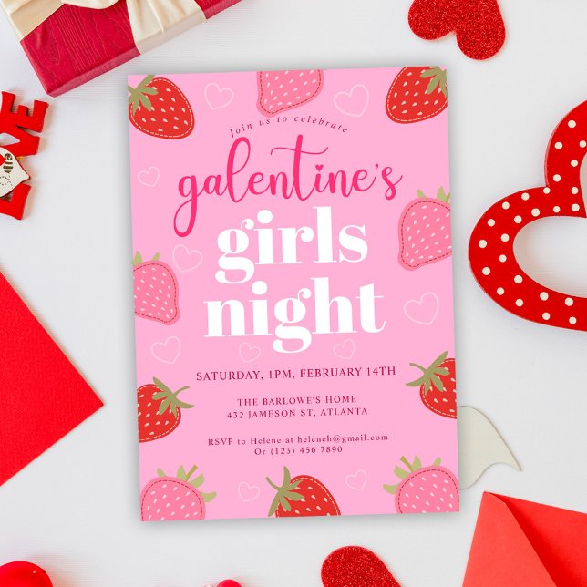 Pink Fun Girly Galentine's Day Party Invitation (Pink Fun Girly Galentine's Day Party Invitation)