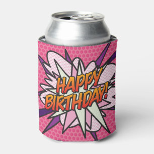 Pink Fun Girly HAPPY BIRTHDAY Can Cooler