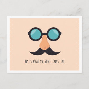 Pink Fun Man with Glasses Postcard