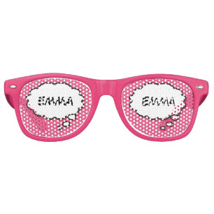 Pink Fun Personalised Comic Book Think Bubble Retro Sunglasses
