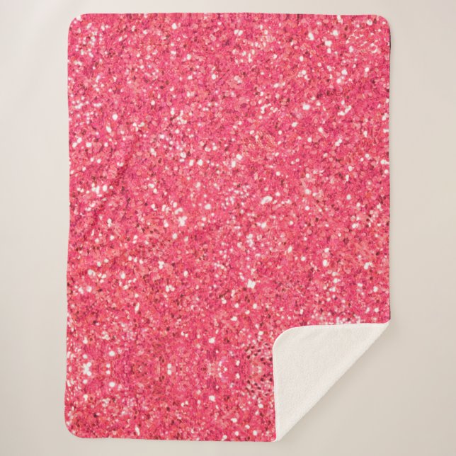Pink fun sparkle glitter pattern, gift for her sherpa blanket (Front)