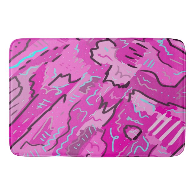 Pink! Fun with Abstract Art  Bath Mat (Front)