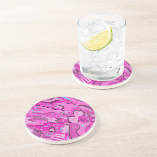Pink! Fun with Abstract Art Coaster