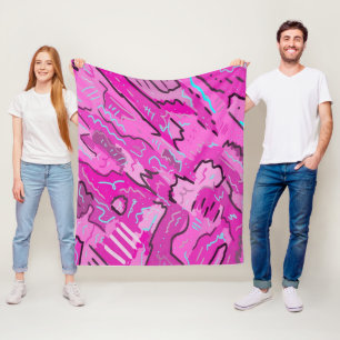 Pink! Fun with Abstract Art Fleece Blanket